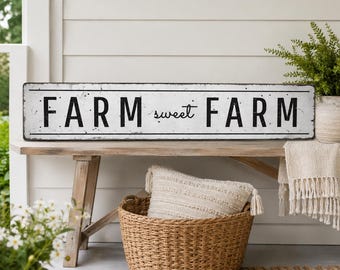 Letrero de Farm Sweet Farm, Letrero de madera, Decoración rústica de pared para casa de campo, Decoración para el hogar campestre, Regalo para casa de campo