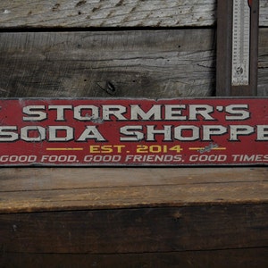 Custom Soda Shoppe Est. Date Sign - Rustic Hand Made Vintage Wooden
