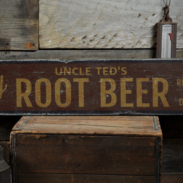Try Refreshing Root Beer Wood Sign, Custom Restaurant Pop Decor, Kitchen Owner Name Gift - Rustic Hand Made Vintage Wooden Sign For Sodas