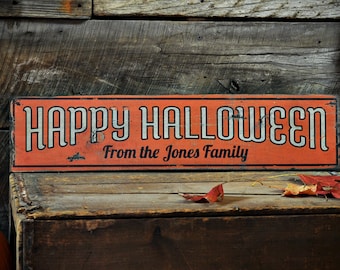 Custom Happy Halloween Sign, Rustic Fall Decor