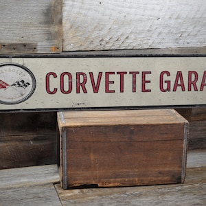 Corvette Garage Sign, Wooden Corvette Decor, Corvette Owner Gift, Faded Car Sign, Corvette Wall Decor, Classic Car Sign, Old Looking Sign