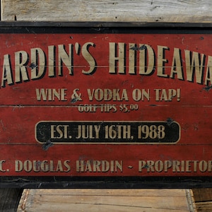 Proprietor Sign, Home Bar Sign, Wood Bar Sign, Home Bar Decor, Bar Wall Decor, Custom Bar Sign - Rustic Hand Made Vintage Wooden Decorations