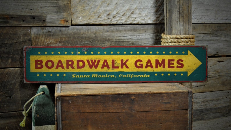 Boardwalk Games Wood Sign Custom Beach Boardwalk Location | Etsy