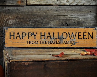 Custom Halloween Sign, Rustic Wooden Fall Decor