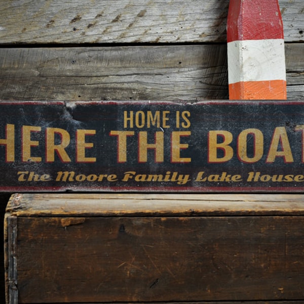 Custom Lake House Boat Sign, Rustic Wooden Decor