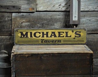 Gasthaus Schild, Pub Schild, Holzbar Schild, Hausbar Schild, Bar Schild für Zuhause, Mann Höhle Schild - Rustikales handgemachtes Vintage personalisiertes Dekor