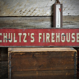 Family Firehouse Sign, Custom Fireman Sign, Fireman Sign, Firefighter Gift, Fire House Decor - Rustic Hand Made Vintage Wooden Decoration