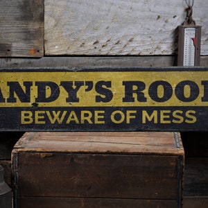 Beware of Mess Wood Sign, Kid Room Decor, Boys Room Sign, Messy Room Warning Sign, Vintage Kid Room, Rustic Handmade Wood Sign Decoration