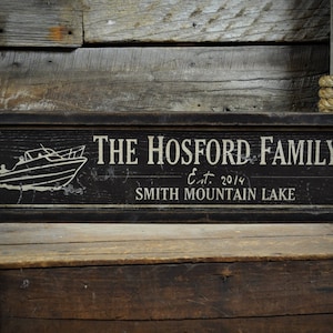 Custom Lake House Family Boat Sign - Rustic Hand Made Vintage Wooden Sign Decorations