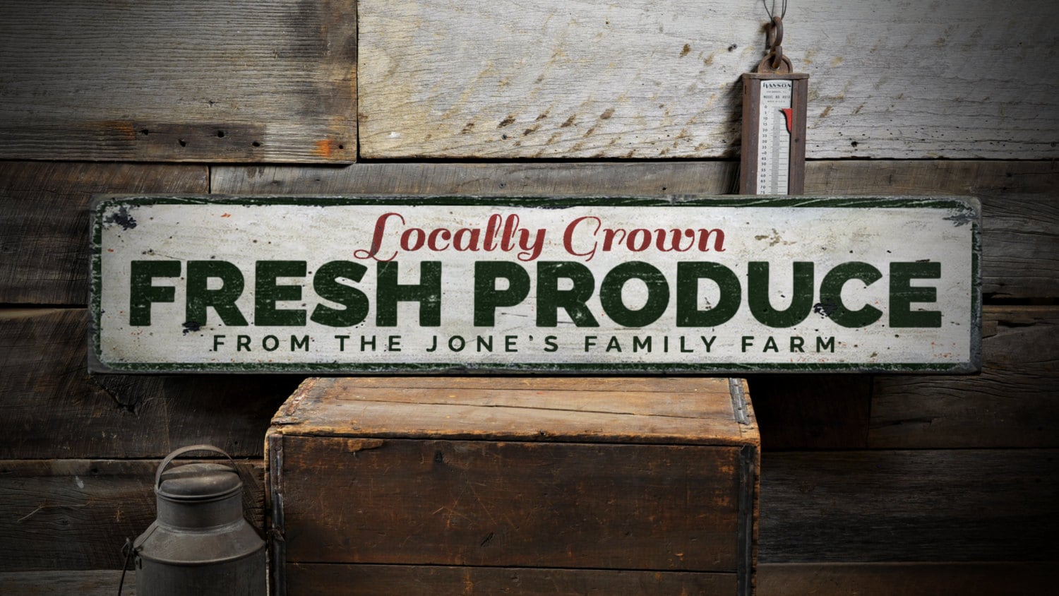 Locally Grown Fresh Produce Wood Sign, Custom Family Name Farm Sign ...