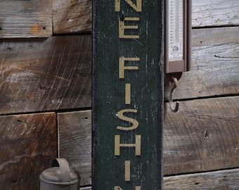 Gone Fishing Sign, Vertical Fishing Decor, Custom Wood Sign, Fishing Gift, Lake House Decor, Rustic HandMade Vintage Wooden Sign