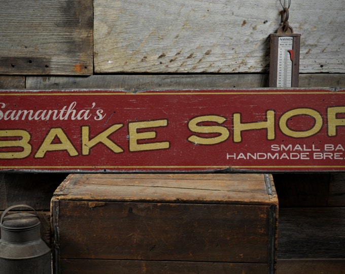 Panneau Bois Personnalisé Open Bake Shop - Style Rustique, Cadeau Pour Boulanger, Fabrication USA