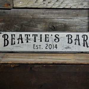 Bar Sign, Custom Bar Sign, Pub Est Date Sign, Wooden Bar Sign, Bar Wall Decor, Pub Wall Decor -Rustic Hand Made Distressed Wooden Decoration