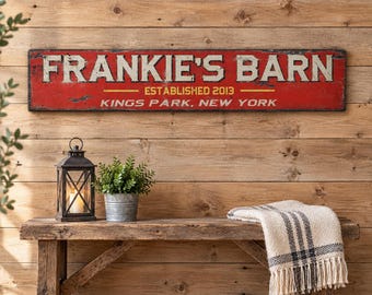 Custom Barn Sign, Personalized Name Est Year City State Wood Decor, Rustic Wall Plaque for the Tack Room or Shop, Barn Owner Gift