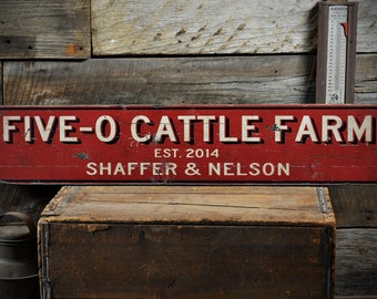 Custom Cattle Farm Est Date Sign - Rustic Hand Made Distressed Wood