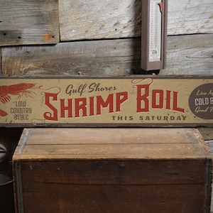 Boiled Shrimp Signs, Wooden Shrimp Sign, Shrimps Lover Gift, Custom House Decor, Beach Room Sign, Lodge House, Vintage Handmade Wood Sign