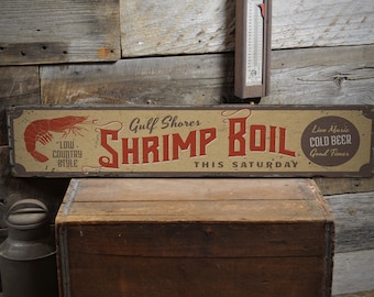 Boiled Shrimp Signs, Wooden Shrimp Sign, Shrimps Lover Gift, Custom House Decor, Beach Room Sign, Lodge House, Vintage Handmade Wood Sign