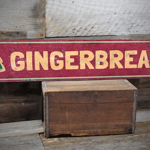 Gingerbread Sign, Gingerbread Decor, Christmas Tree Sign, Holiday Wall Decor, Christmas Gift, Old Rustic Wood Sign - Handmade Wooden Sign