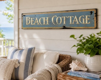 Beach House or Cottage Sign - Rustic Hand Made Vintage Wooden Sign WWS000024