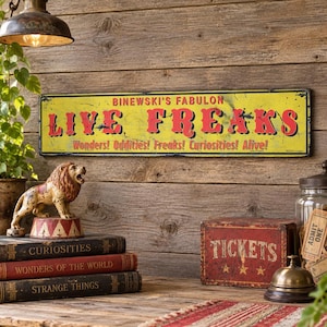 Custom Carnival Freak Show Sign - Rustic Hand Made Vintage Wooden