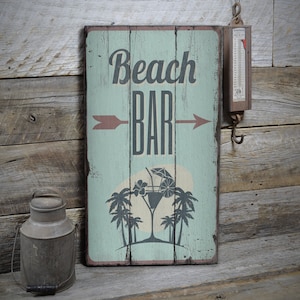 Beach Bar Decor, Wood Beach Bar Decor, Drinkers Lifestyle, House Decor, Wooden Sale Decor, Wooden Wall Decor - Wooden Old Sign Decor