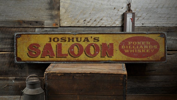 Saloon Wood Sign Personalized Bar Owner Name Gift Poker | Etsy