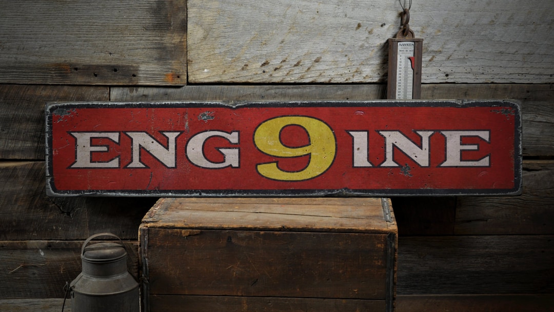 Engine Number Wood Sign, Custom Engine 9 Firehouse Decor, Firefighter ...