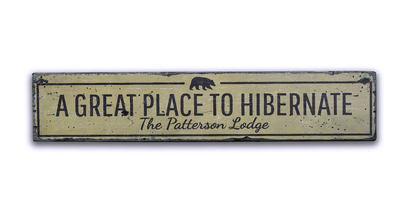 rustic wood lodge sign