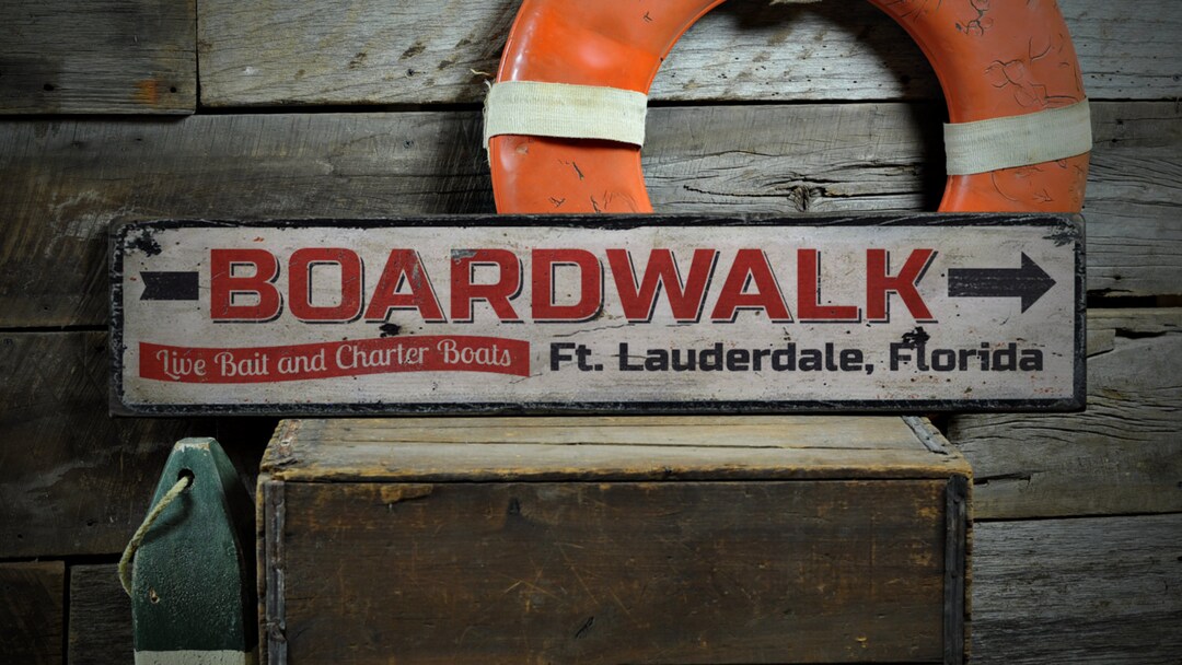 Custom Boardwalk Live Bait & Charter City State Sign - Rustic Hand Made ...