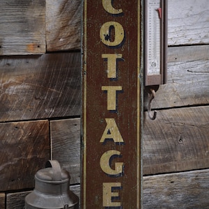 Cottage Sign, Vertical Cottage Decor, Custom Wood Sign for Cottage Gift, Cottage Wall Decor, Rustic HandMade Vintage Wooden Sign Decoration