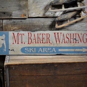 Custom Mountain Ski Area Sign, Ski Decorations, Mountain Skiing, Snow Sport Decorations - Rustic Hand Made Vintage Wooden Sign Decorations