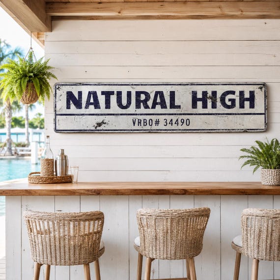 VRBO Wood Sign | Personalized Rental Property Name Number Decor, Custom Vacation Home Sign, Airbnb Host Gift