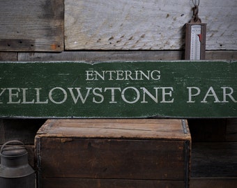 Yellowstone National Park Wood Sign, Rustic Vintage Decor, Personalized