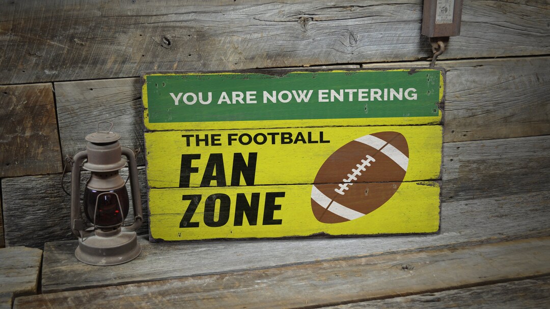 Football Fan Sign Football Zone Fan Sign Fan Decor Football Etsy