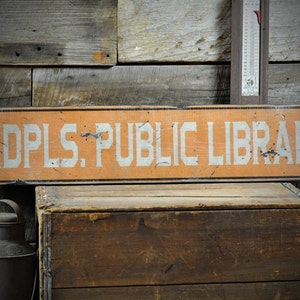 Custom Public Library Sign - Distressed Rustic Hand Made Vintage Wooden Sign Decor