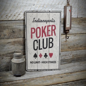 Poker Club Sign, Custom Poker Sign, Game Room Sign, Home Casino Sign, Poker Wall Decor, Old Wooden Sign - Wooden Wall Decor