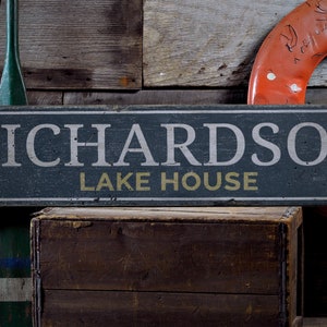Lake House Wood Sign, Custom Family Name Sign, Rustic Lake Decor, Lake House Name Sign, Lake Gift, HandMade Vintage Wood Sign Decorations