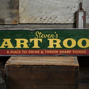Dart Room Sign, Custom Dart Sign, Dart Wall Decor, Dart Room Gift, Game Room Decor, Dart - Rustic Hand Made Vintage Wooden Sign