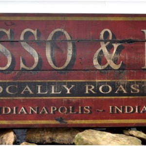 Personalized Espresso & Lattes - City Name Wood Sign - Rustic Hand Made Vintage Wooden Sign For Old Antique Houses