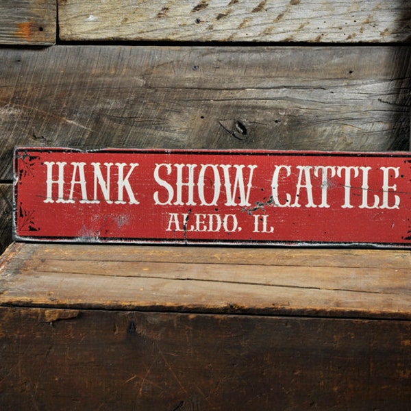 Custom Cattle Ranch City State Sign - Rustic Hand Made Distressed Wooden Sign Decor