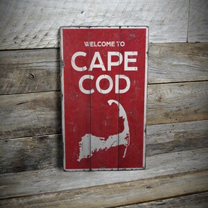 Cape Cod Welcome Sign, Retro Welcome Decor, Cape Cod Decor, Coastal Living Sign, Vintage Style Sign, Handmade - Rustic Wood Sign