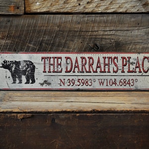 Custom Place Latitude Longitude Sign - Rustic Hand Made Distressed Wooden Decorations