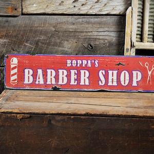 Custom Barber Shop Sign - Rustic Hand Made Distressed Wooden Sign Decorations
