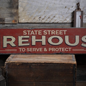 Firehouse Sign, Firehouse Decor, Wood Fireman Gift, Custom Fire Station Sign, Firefighter Gift, HandMade Vintage Wood Sign Decoration
