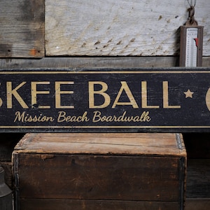 Skee Ball Sign, Custom Wood Sign for Game Room Decor Skee Ball, Beach Boardwalk Game Sign, Rustic HandMade Vintage Wooden Sign Decor
