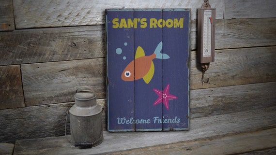 Kids Room Sign, Wooden Fish Room Sign, Kid Fishing Sign, Lake