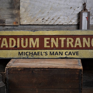 Stadium Entrance Sign, Stadium Decor, Stadium Sign, Sports Lover Gift, Man Cave Decor, Man Cave Sign, HandMade Vintage Wood Sign Decoration
