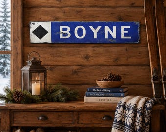 Custom Ski Trail Sign, Rustic Black Diamond Decor