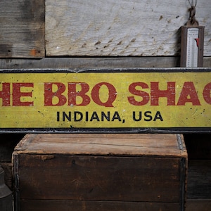 The BBQ Shack Sign, Custom BBQ Gift for Dad, Barbecue Lover Sign, Patio Decor for Grill, Rustic HandMade Vintage Wooden Sign Decoration