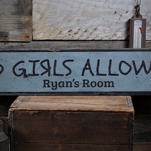 No Girls Allowed Wood Sign, Boys Room Sign, Little Boy Gift, Custom Boy Room Decor, Vintage Boy Sign, Rustic Handmade Wood Sign